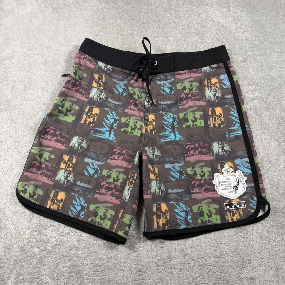 AVVA Board Shorts Mens 29 Dark Gray Duke Kahanamoku Invitational‎ Surf 7" Inseam